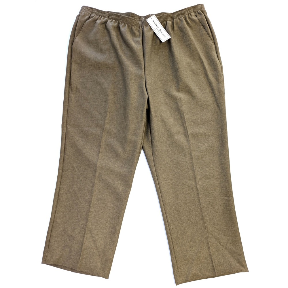 Alfred Dunner Classics Taupe Brown Elastic Waist Pull On Pants 20W Short NWT